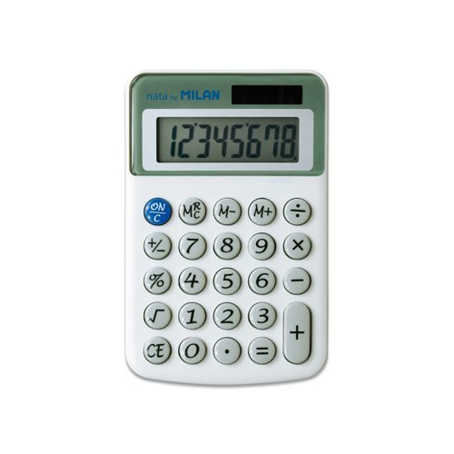 Milan Mini Desk Calculator; 8 Digit Dual Power. Hard Keys Box 5
