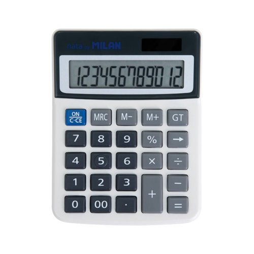 Milan Compact Desk Calculator; 12 Digit; Dual Power.