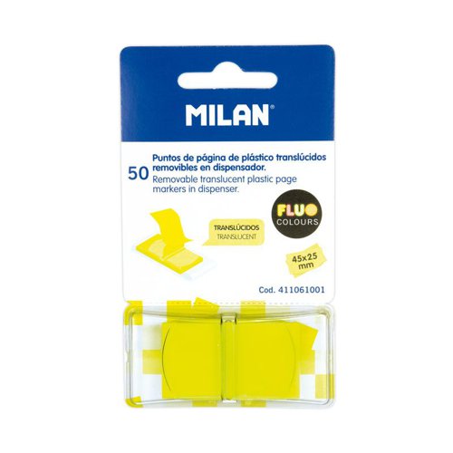 Milan Dispenser 50 Fluo yellow page markers Pk 12