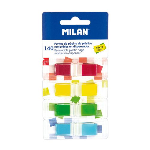 Milan Page Mark Tabs in dispenser; card of 140 in 4 colours ; Pk 12