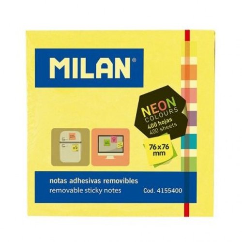 Milan Large Sticky Note Cube; 76x76mm; 400 Sheet; Rainbow Pk 12 - 4155400