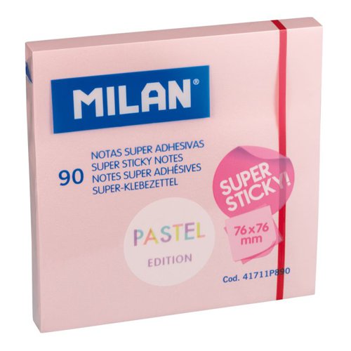 Milan Pastel Pink 76x76mm Sticky Notes Pad 90sh (Pk10)