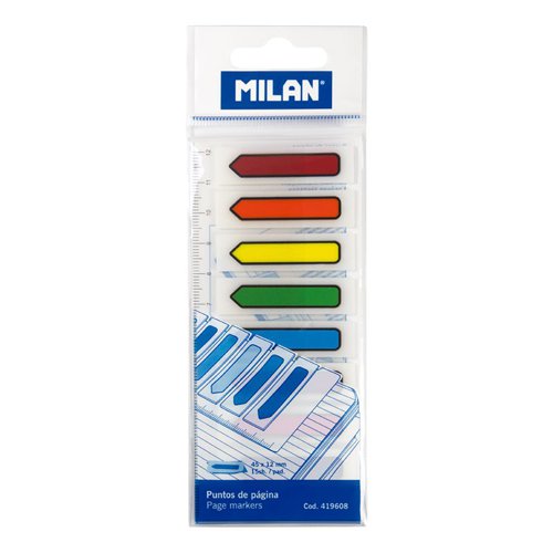 Milan Plastic Page Marker Arrows; 8 colours in Pack Box 12