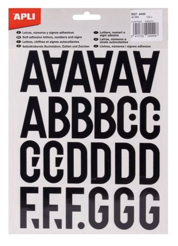APLI Black 40mm Capital Adhesive Letters, Hang pack