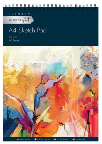 Work of Art A4 Artists Spiral Sketchpad, 40 Sheets, 170g Cartridge Paper - 5131