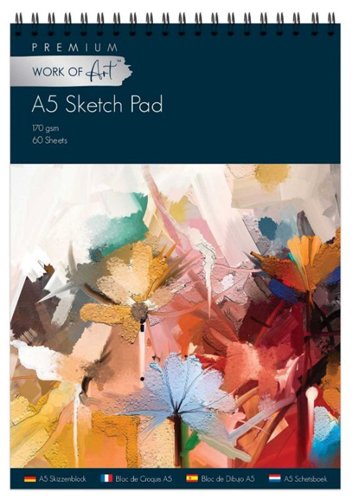 Work of Art A5 Artists Spiral Sketchpad 60 Sheets, 170g Cartridge Paper - 5132