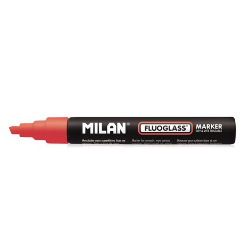 Milan FlouGlass Chalk Markers 2-4mm Chisel Tip; 12pk; Red - 591293012