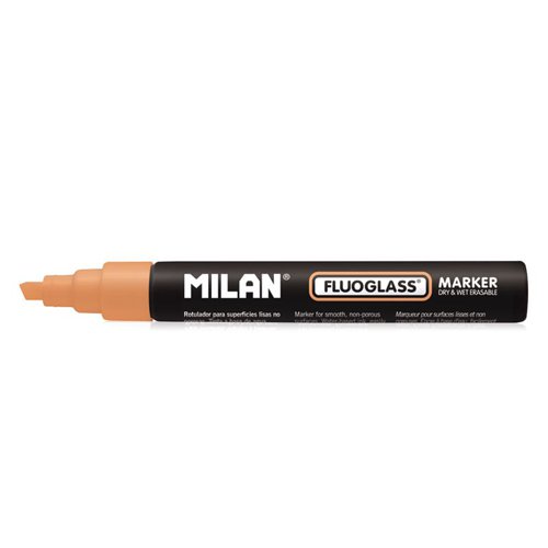 Milan FlouGlass Chalk Markers 2-4mm Chisel Tip; 12pk; Orange - 591293212