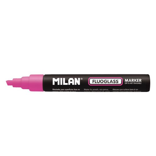 Milan FlouGlass Chalk Markers 2-4mm Chisel Tip; 12pk; Pink - 591293412