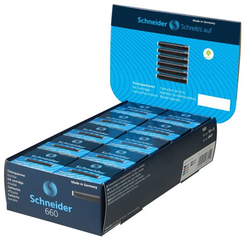 Schneider European Ink Cartridges, box of 6  Black - 6601