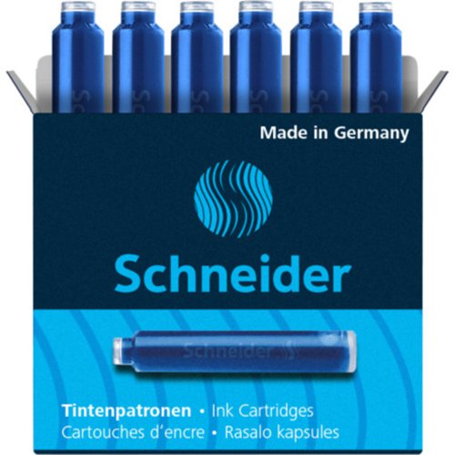 Schneider European Ink Cartridges, box of 6  blue