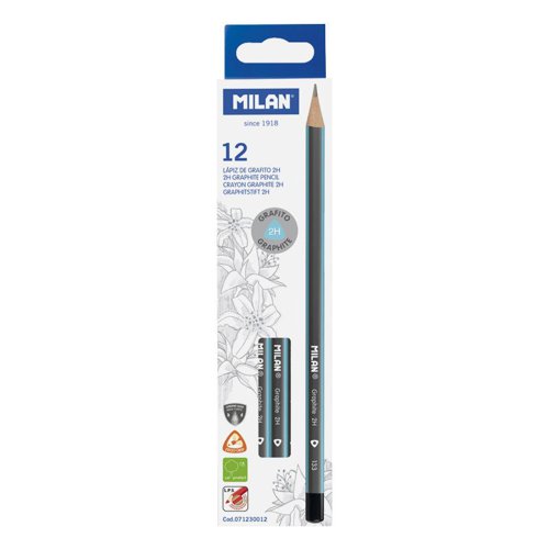 Milan 2H Pencils; Quality Triangular Sustainable Wood - box of 12  - 71230012