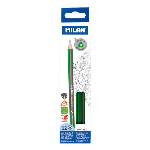 Milan B Pencils; Quality; Triangular Sustainable Wood - box of 12