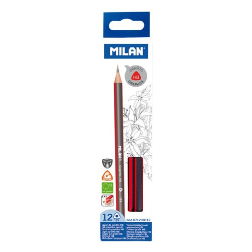 Milan HB Pencils; Quality Triangular Sustainable Wood  - box of 12 