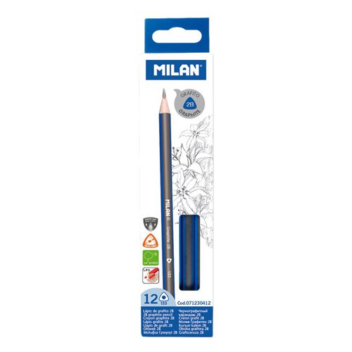 Milan 2B Pencils; Quality; Triangular sustainable wood - box of 12 