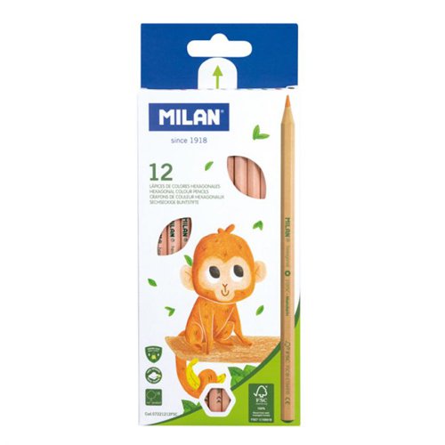 Milan Natural Colouring Pencils; FSC; Pack of 12 colours (Box 12)