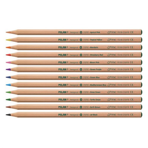 Milan Natural Colouring Pencils; FSC; Pack of 12 colours (Box 12) - 7221212FSC