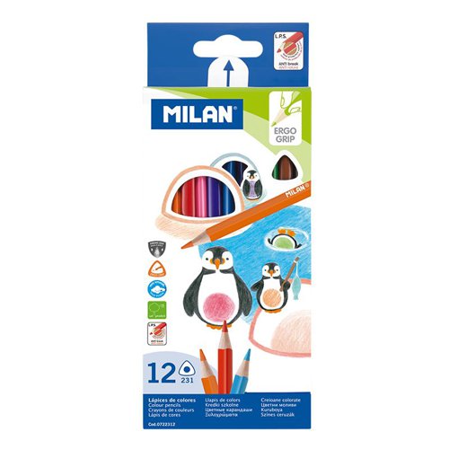 Milan Colouring Pencils; Ergo Triangular Shape; box of 12