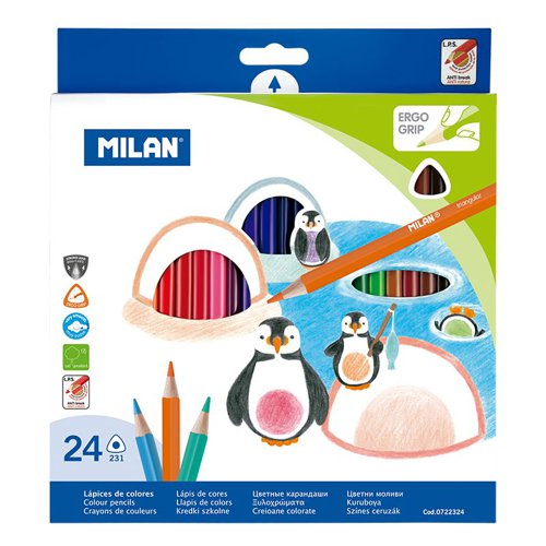 Milan Colouring Pencils; Ergo Triangular; box of 24