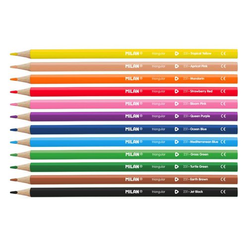 Milan Classpack of 288 Ergonomic Coloured Full Length Pencils; 12 Colours - 7271288