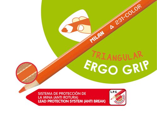Milan Classpack of 288 Ergonomic Coloured Full Length Pencils; 12 Colours - 7271288