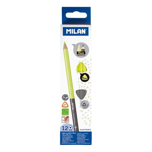 Milan Bi-Colour Fluo & HB Graphite pencil; Box 12