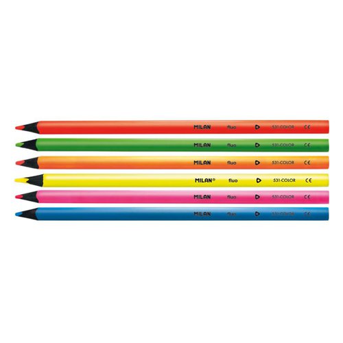 Milan Fluorescent lead; Black wood Pencils; triangular - 6pk Asstd Pk 12 - 752306