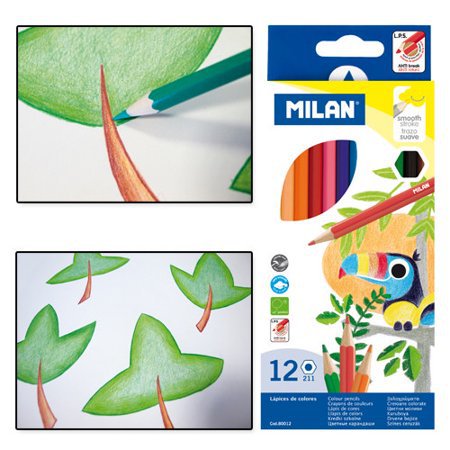 Milan Colour Pencils; hexagonal; box of 12 Asstd Colours Box 6 - 80012