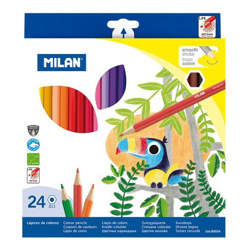 Milan Colour Pencils; hexagonal; box of 24 different Colours Box  6