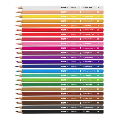 Milan Colour Pencils; hexagonal; box of 24 different Colours Box 6 ...