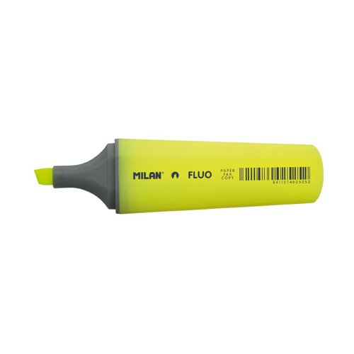 Milan Chisel Tip Highlighter with pocket clip; Yellow  (Box 12) - 80036