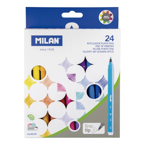 Milan Colouring Fine Point; Fibre Tips; box of 24