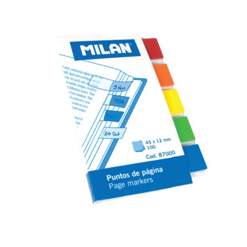 Milan Plastic Page Marker Tabs; 45x12mm; 100 sheets; Neon Pk10