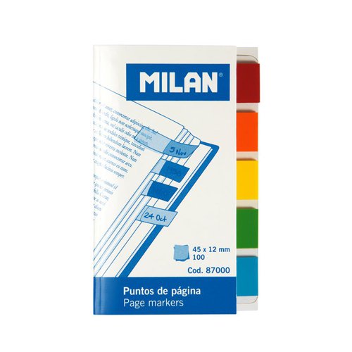 Milan Plastic Page Marker Tabs; 45x12mm; 100 sheets; Neon Pk10 - 87000