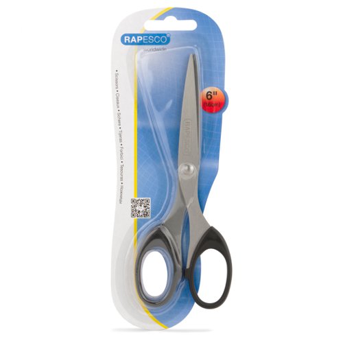 Rapesco 16cm Scissors, Stainless Steel, Hangcarded, 3 Year Guarantee - CS6RYOB