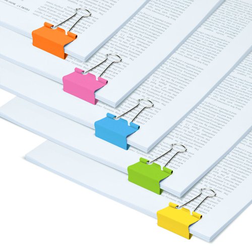 Rapesco Metal Foldback Clips 32mm, 10pk, Asstd Colours, Hangpacked   2 Year Guarantee - FBC32COL