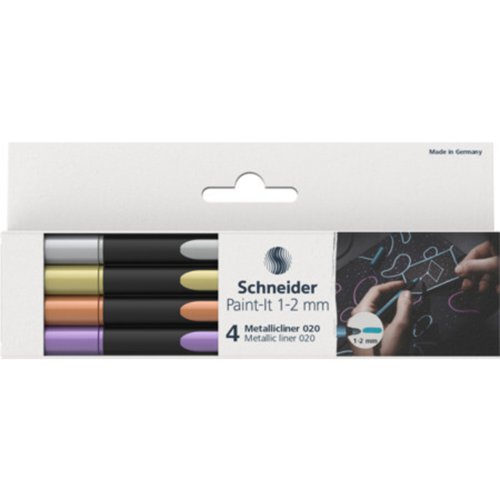 Schneider Paint-It 020 Metallic Fine Markers, Wallet of 4 colours