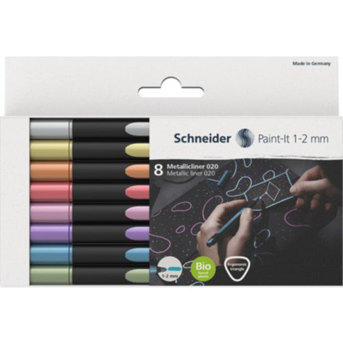 Schneider Paint-It 020 Metallic Fine Markers, Wallet of 8 colours