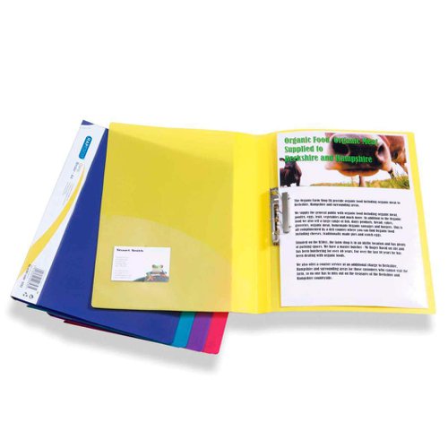 Rapesco Clampbinder, PP with metal clamp for unpunched papers, Inside Pocket, Asstd Colours