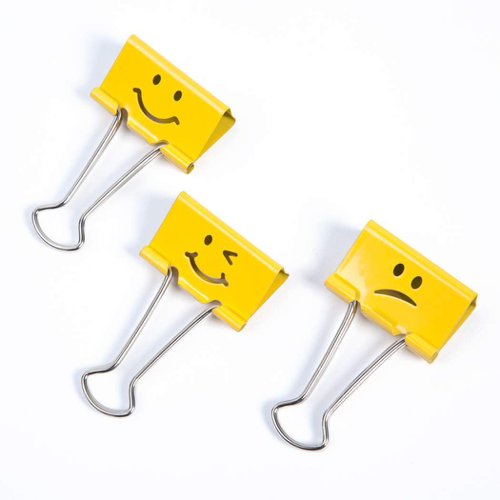 Rapesco Emoji Foldback Clips 32mm Yellow, Box of 20