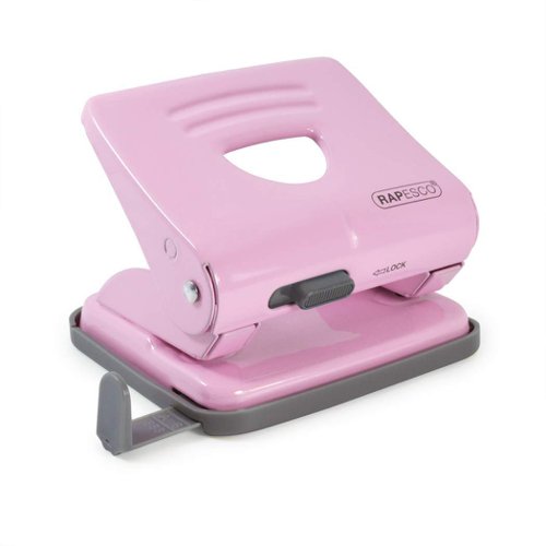 Rapesco 825 25 Sheet Deluxe Pink Candy  Metal H/Duty Perforator, 15 Year Guarantee