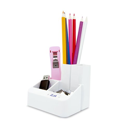 Rapesco White Acrylic Desk Organiser, Tube Tidy - R1401