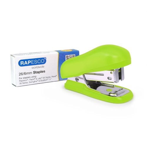 Rapesco Bug Mini Stapler 26/6 Staple with 1000 Staples, Green,  15 Year Guarantee