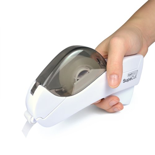 Rapesco Supacut Tape Dispenser & Auto Tape Cutter, with 2 Rolls of 19x33m Tape, White, 3 Year Guarantee - R1445