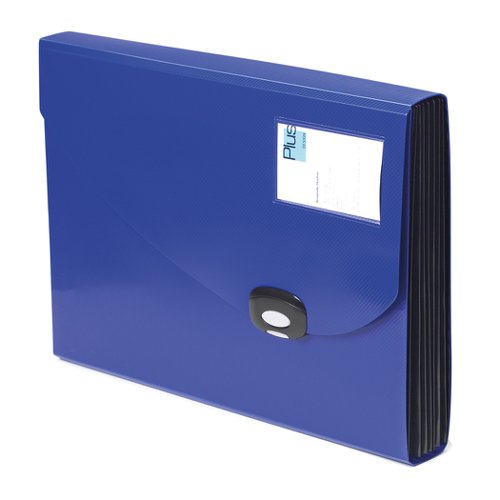 Rapesco 7 Part Expanding File, Click Lock Fastening, Clear ID Card in Front, Blue - RP0675