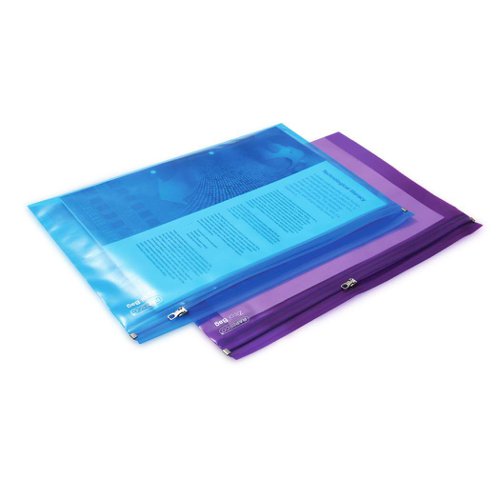 Rapesco ZIPPI BAG WITH METAL ZIP A4+ - BRIGHT TRANSPARENT 