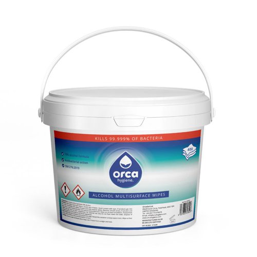Orca Hygine 70 Percent Alcohol Disinfectant Wipes PCS: 101063 (Pack of 400) ORC201 - SCW400
