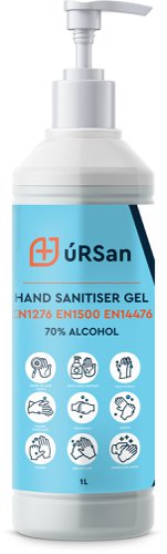 ursan 1litre/1000ml Alcohol Gel Hand Sanitiser 70% Alcohol; with Pump Dispensing. PCS 101065