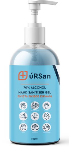 ursan 500ml Alcohol Gel Hand Sanitiser Pump 70% Alcohol with Pump. PCS 101065