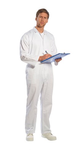 Portwest 2201 Food Industry No Pocket Coverall White XXXL Overalls, Bibs & Aprons 2201WHRXXXL